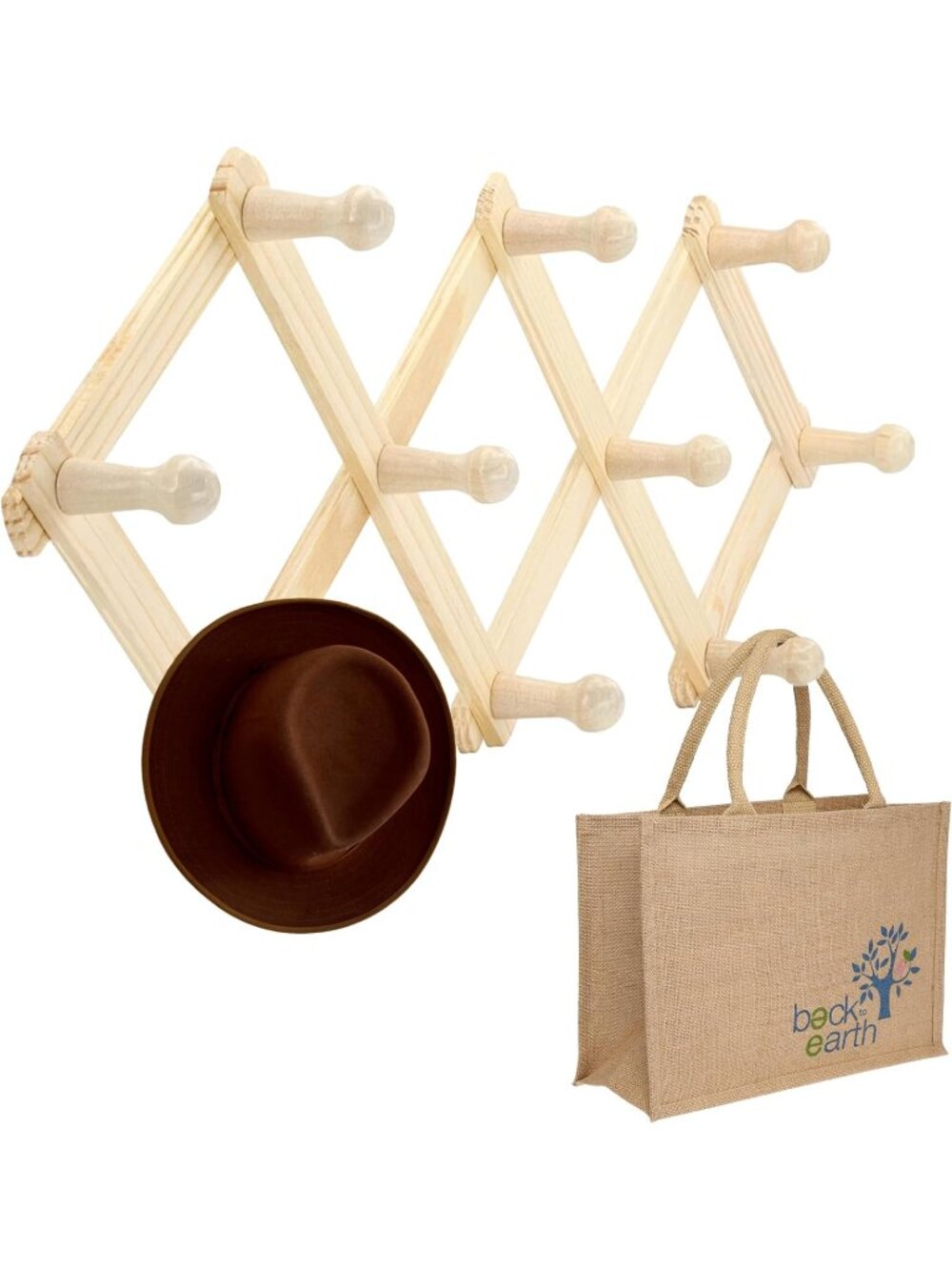 New Accordion Style Wood Expandable Rack Hat, Cap, Belt